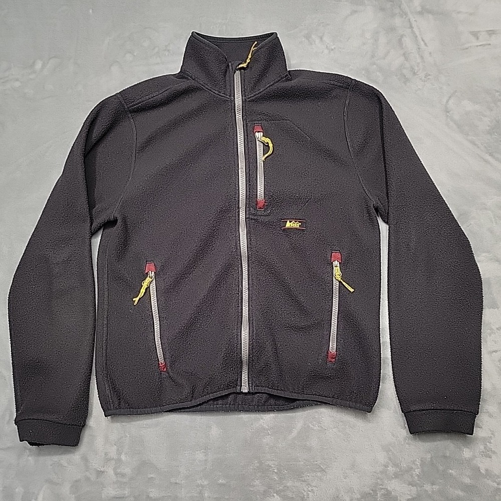 REI Jacket Kids Large Black Polartec Full Zip Fleece Hiking Outdoor